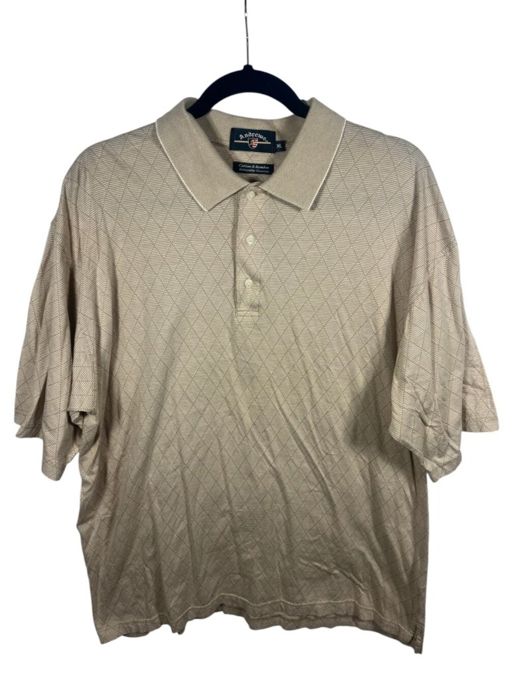 Andrews Shirt Mens XLarge Polo Short Sleeve Bamboo Blend Diamond Golf Vacation